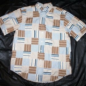 Turnbury Mens‎ Short Sleeve Button Down Patchwork M